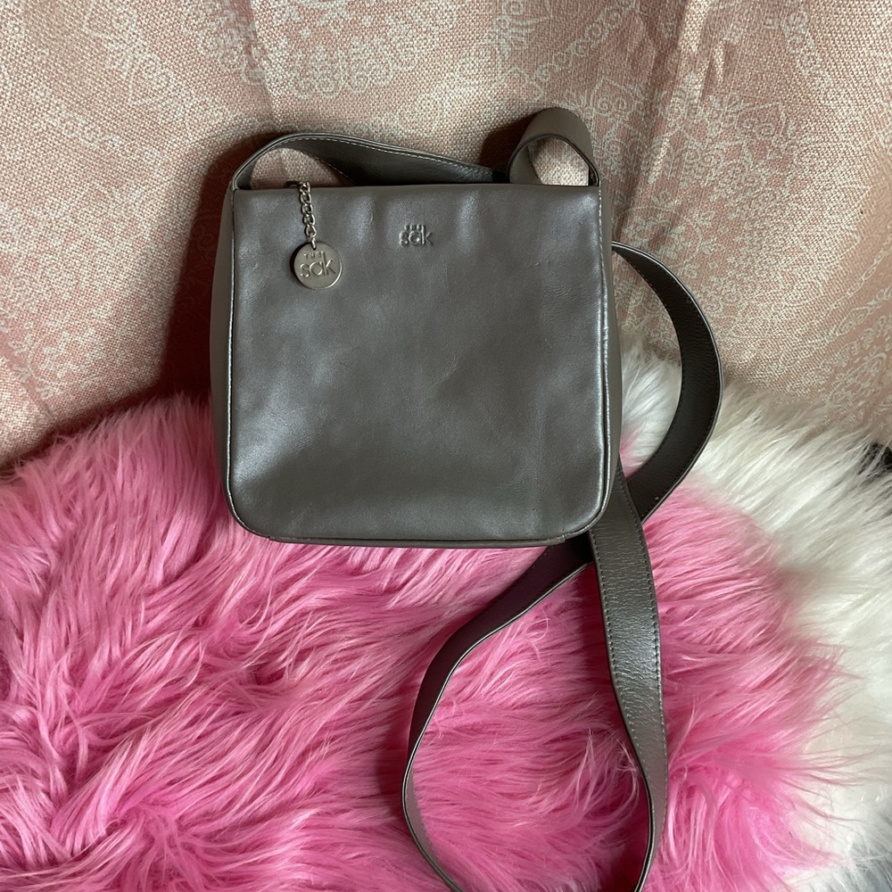 Y2K The Sak Pure Leather Grey Crossbody Bag - Picture 2 of 7